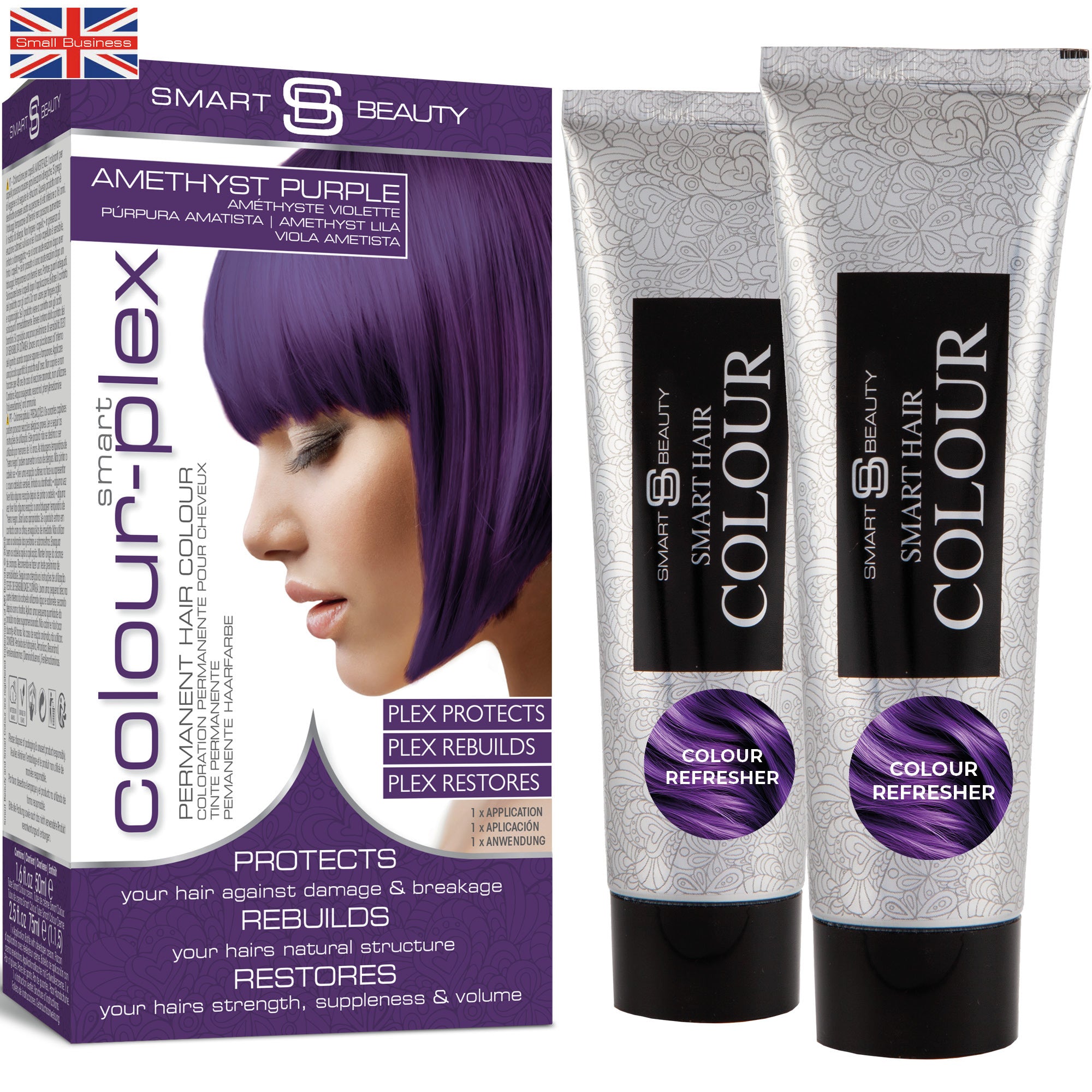 Smart Beauty Amethyst Purple Hair Dye with Added Plex Hair Care Conditioner, Permanent Hair Colour