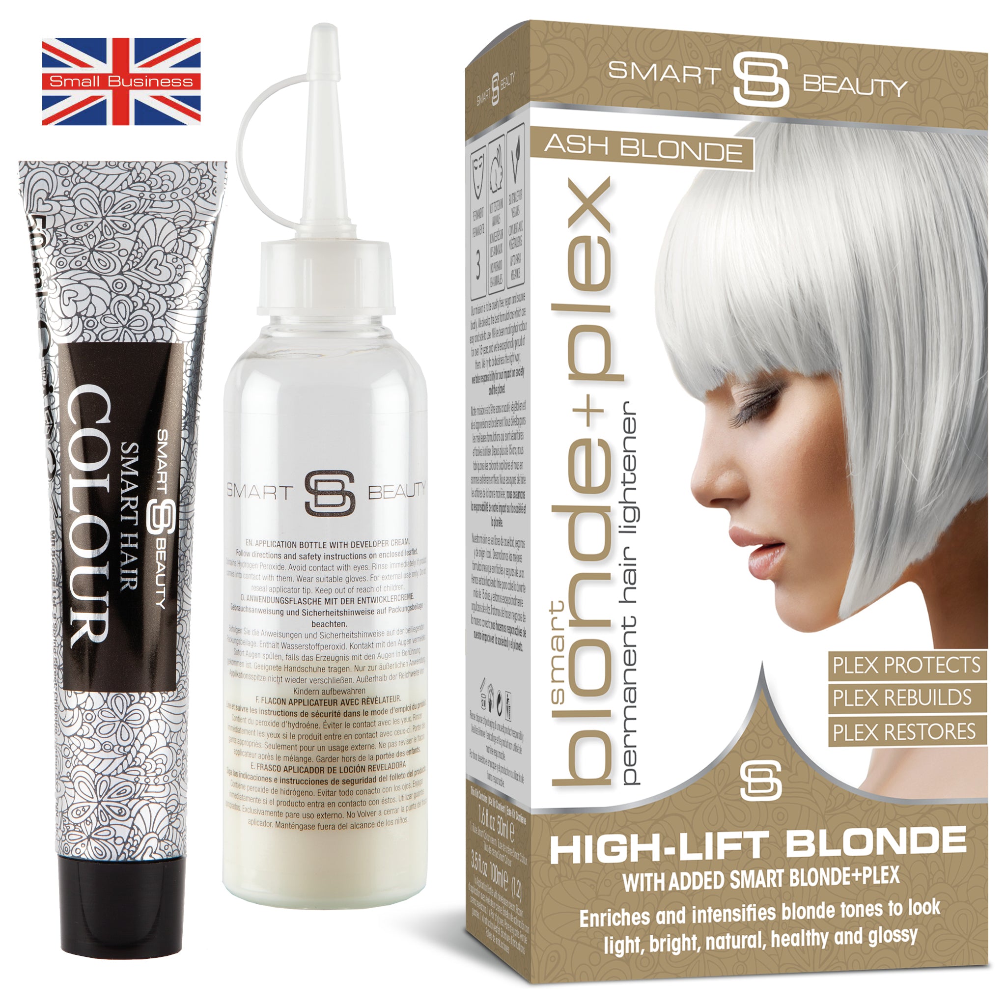 Smart Beauty Ash Blonde Hair Dye with Added Plex Hair Care Conditioner, Permanent Hair Colour