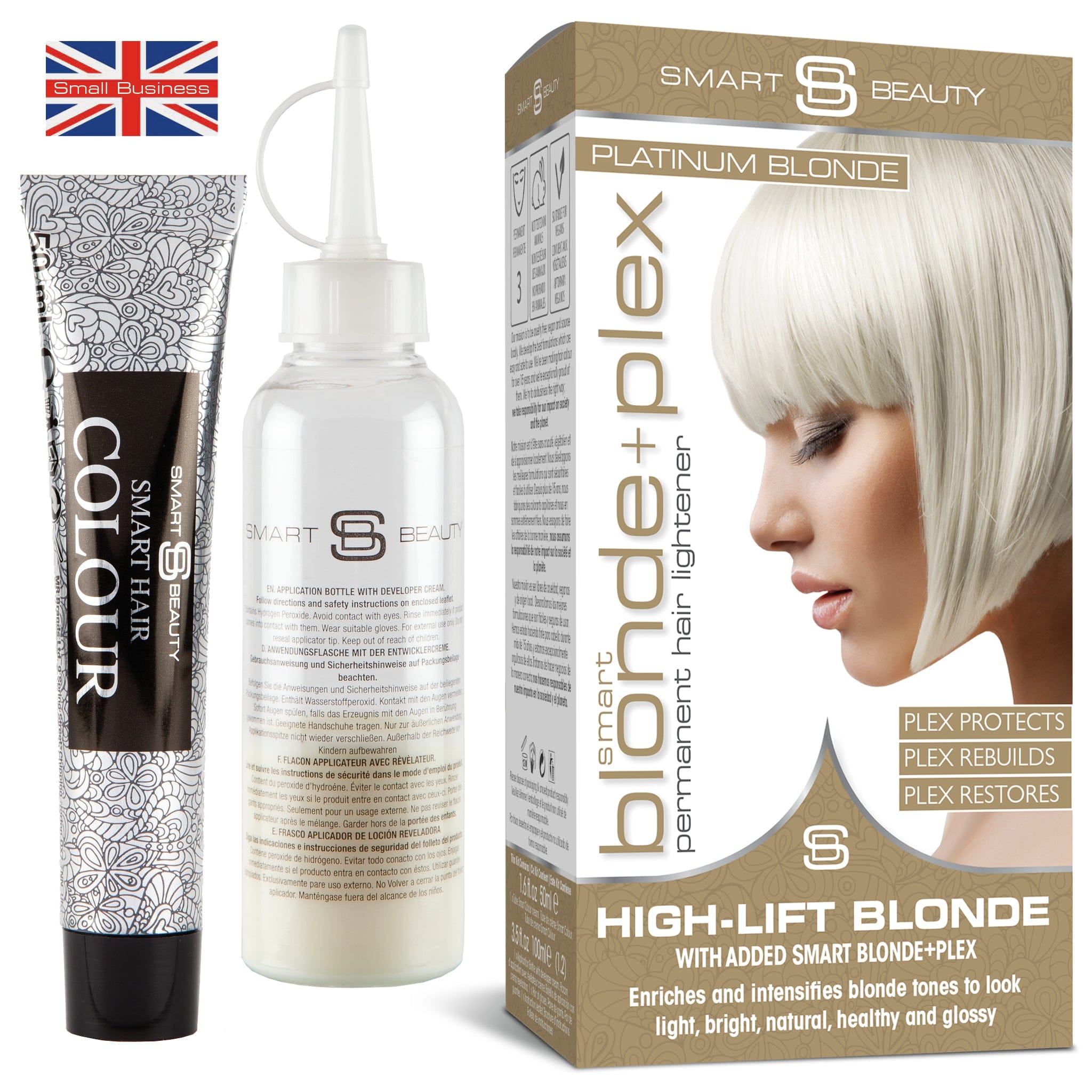 Smart Beauty Platinum Blonde Hair Dye with Added Plex Hair Care Conditioner, Permanent Hair Colour