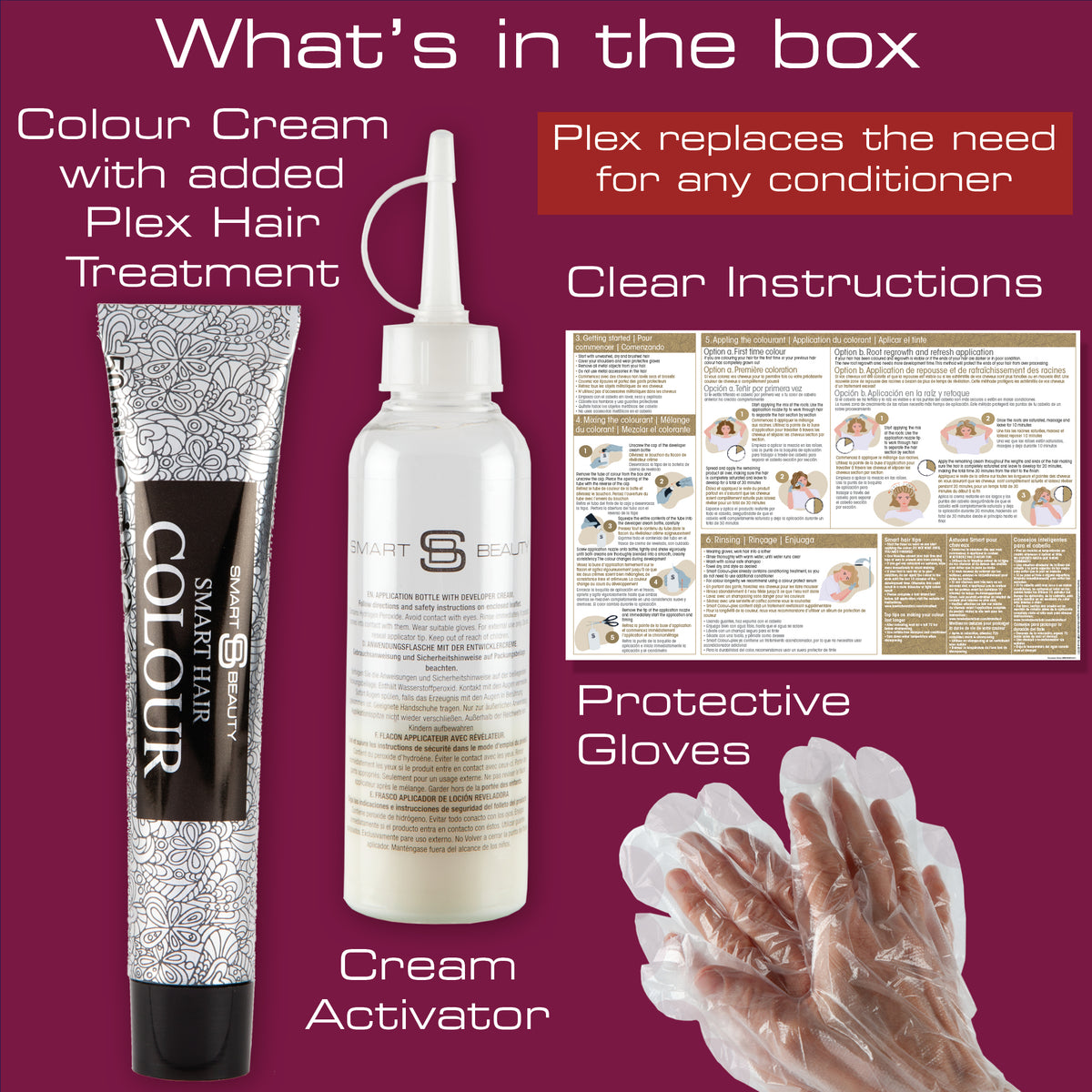 Rich Plum Hair Dye with Added Plex Hair Care Conditioner, Permanent Hair Colour