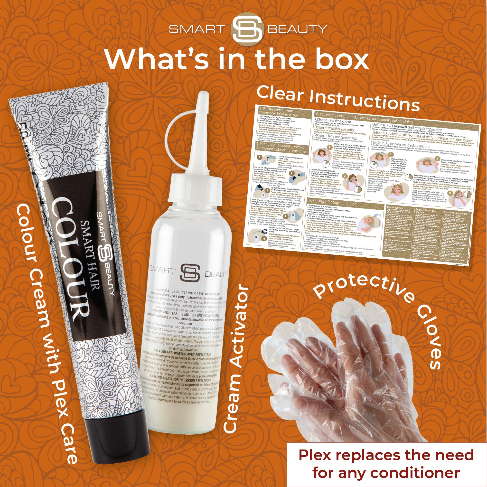 Smart Beauty Amber Copper Hair Dye with Added Plex Hair Care Conditioner, Permanent Hair Colour