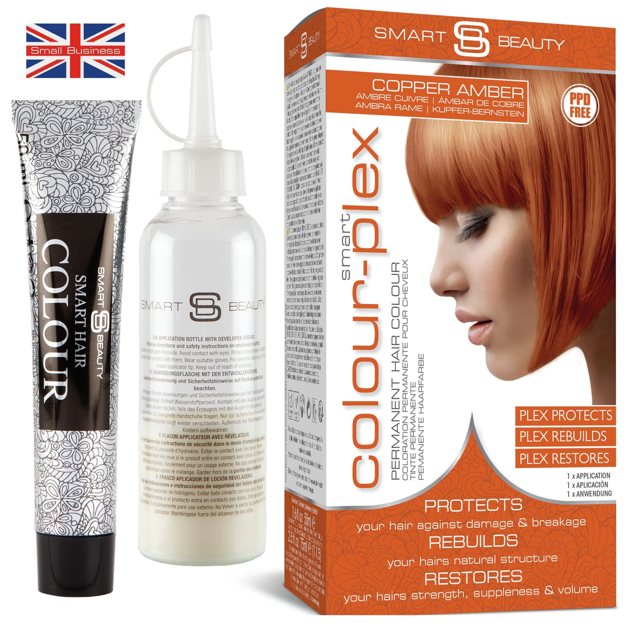Smart Beauty Amber Copper Hair Dye with Added Plex Hair Care Conditioner, Permanent Hair Colour