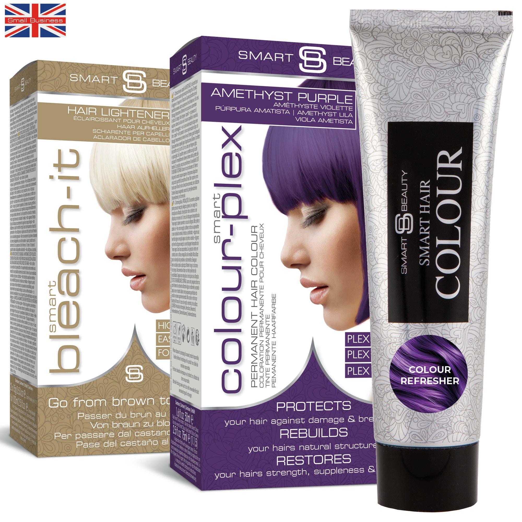 Smart Beauty Amethyst Purple Hair Dye with Added Plex Hair Care Conditioner, Permanent Hair Colour