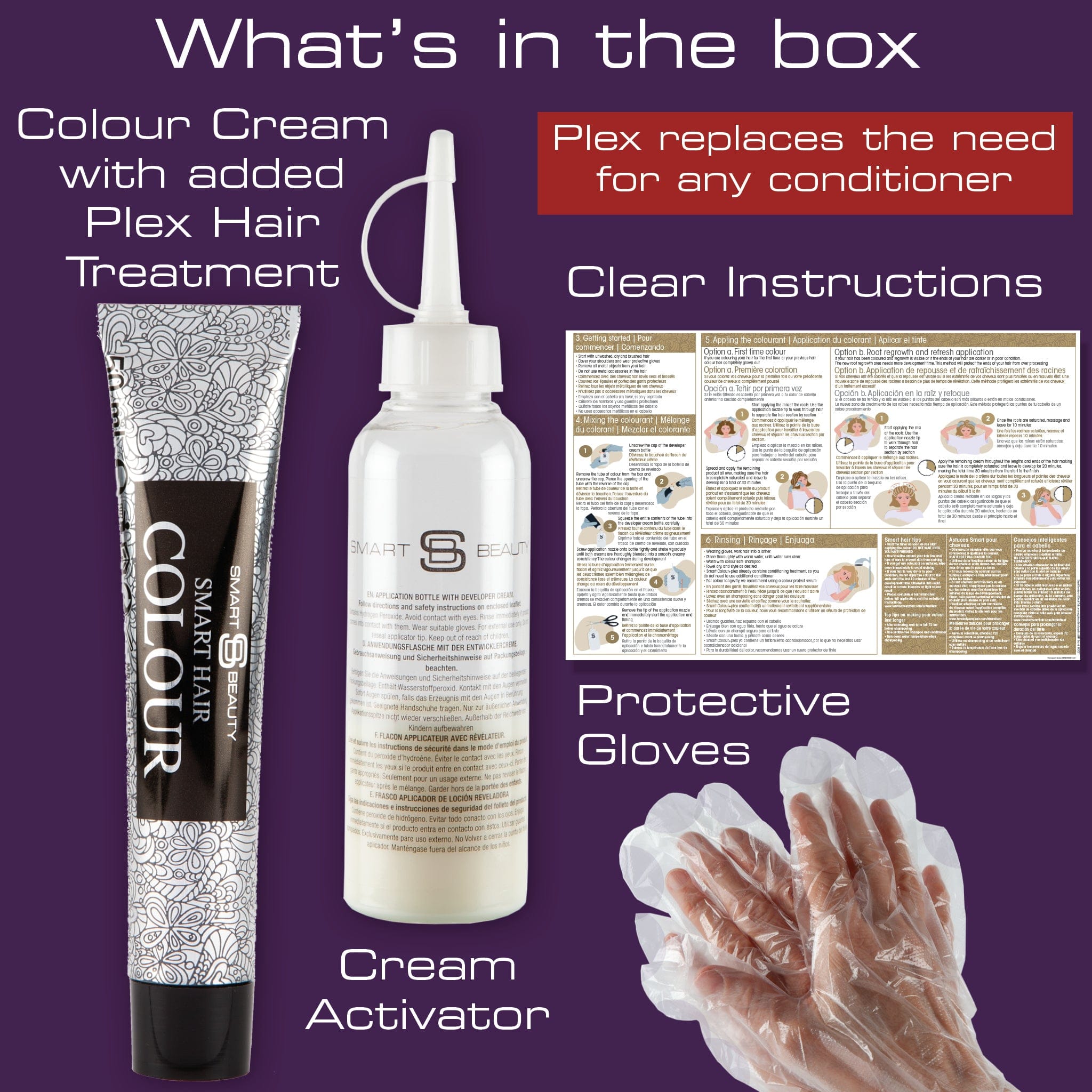 Smart Beauty Amethyst Purple Hair Dye with Added Plex Hair Care Conditioner, Permanent Hair Colour