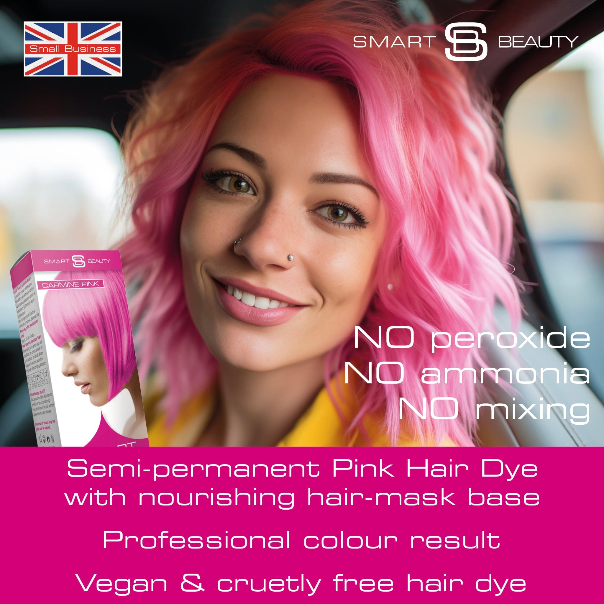 Carmine Pink Vibrant Semi-permanent Hair Colour