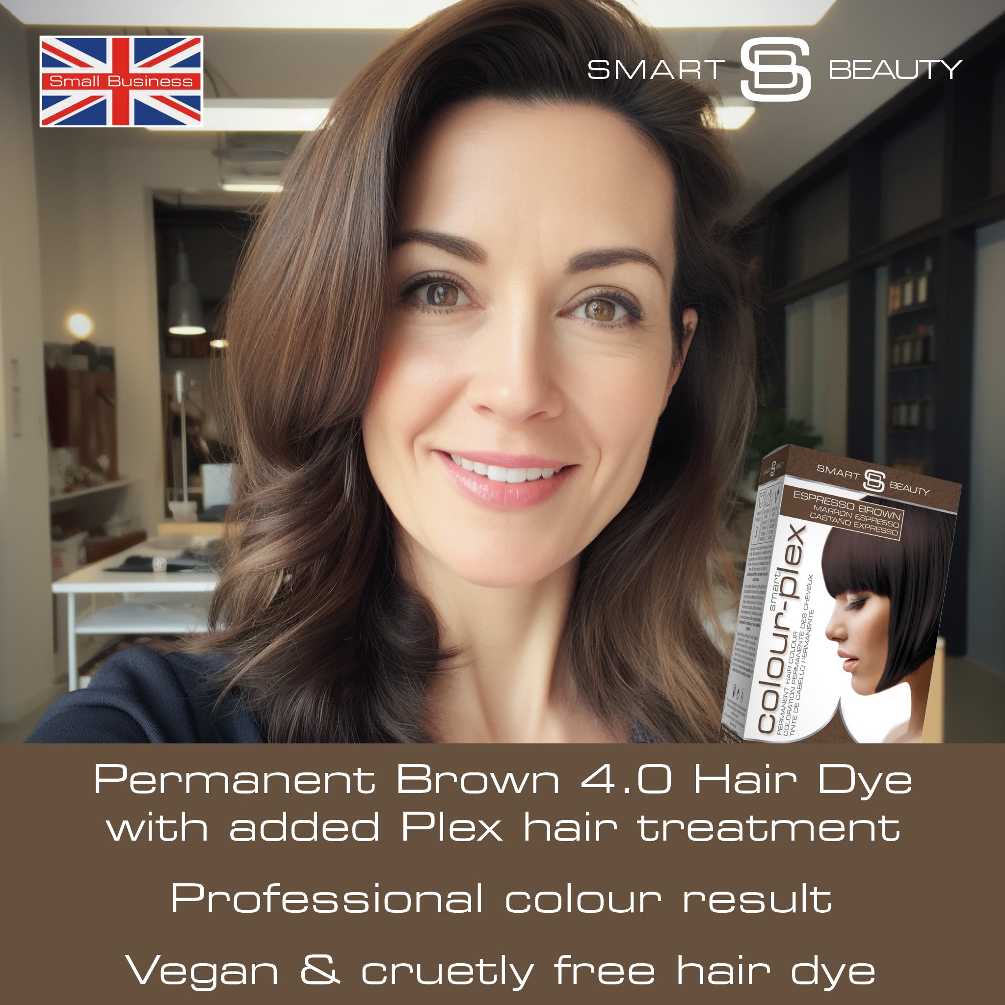 Smart Beauty Espresso Brown Hair Dye with Added Plex Hair Care Conditioner, Permanent Hair Colour