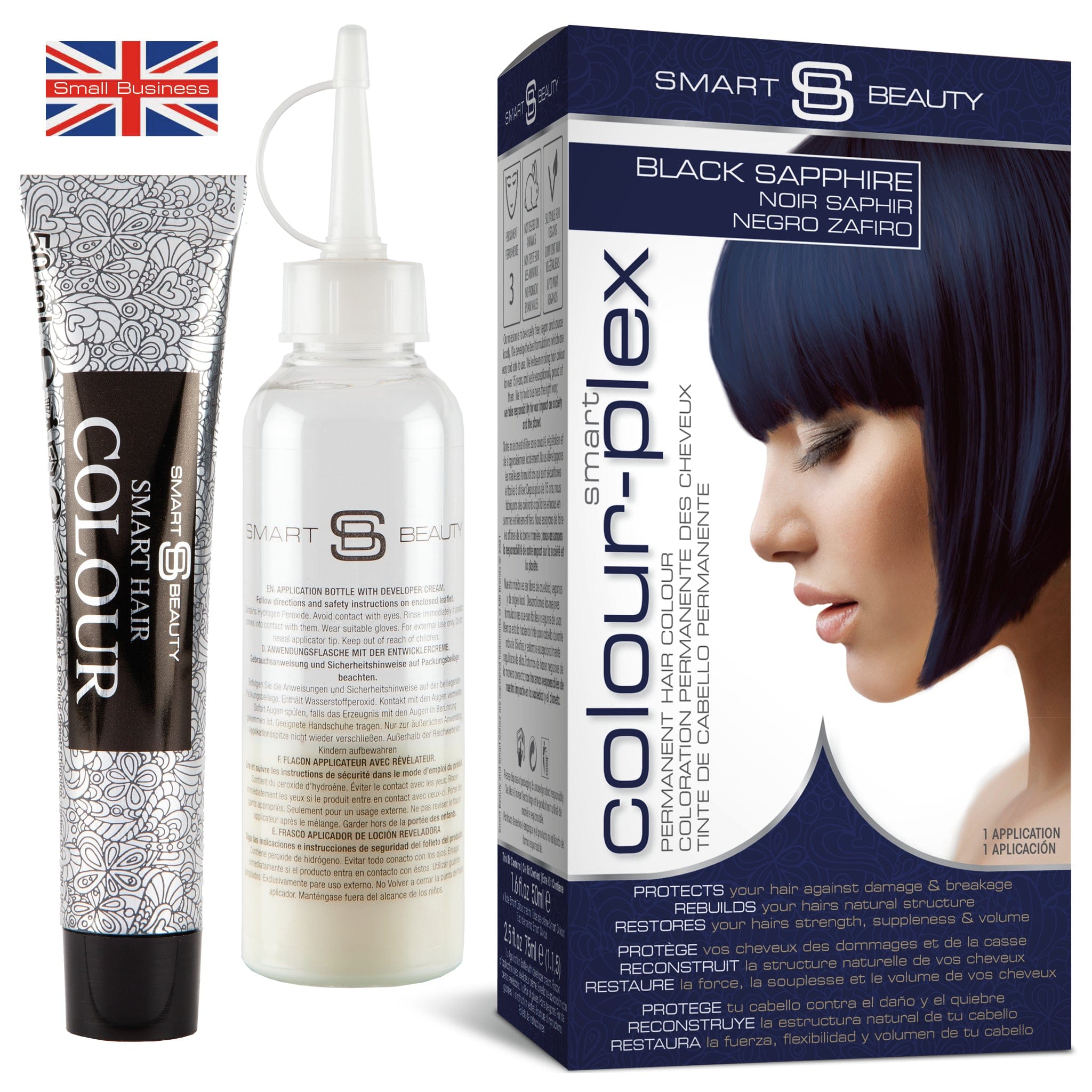 Smart Beauty Black Sapphire Hair Dye with Added Plex Hair Care Conditioner, Permanent Hair Colour